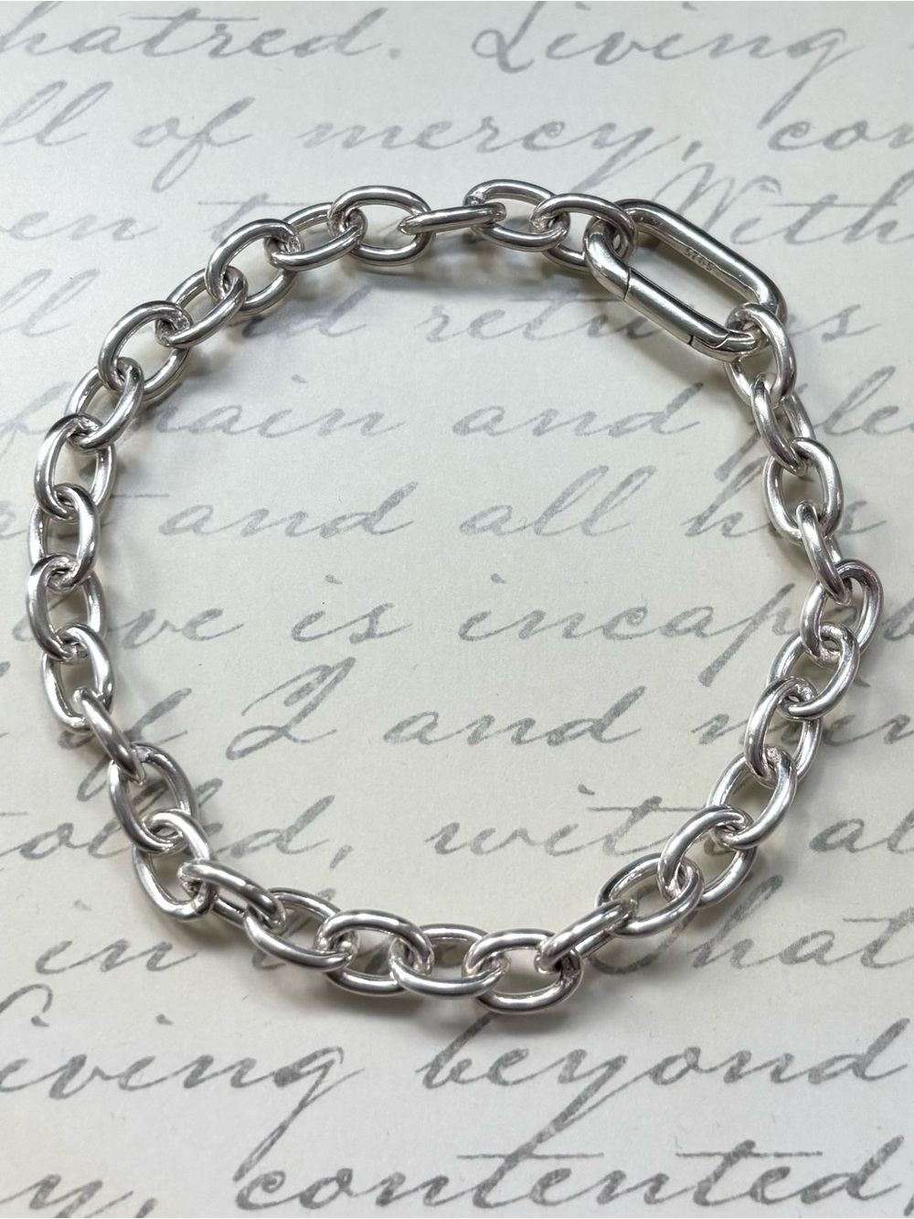 NEW Sterling Silver Oval Link Chain Bracelet Push Gate Clasp